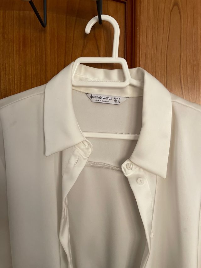 Camisa Stradivarius Blanca Talla S