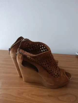 ⭐Sandalias cuña abiertas, ante⭐