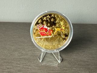 Moneda coleccionable (Medalla) Santa Claus y reno