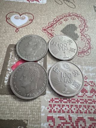 4 Monedas 100 Pesetas 1980 España