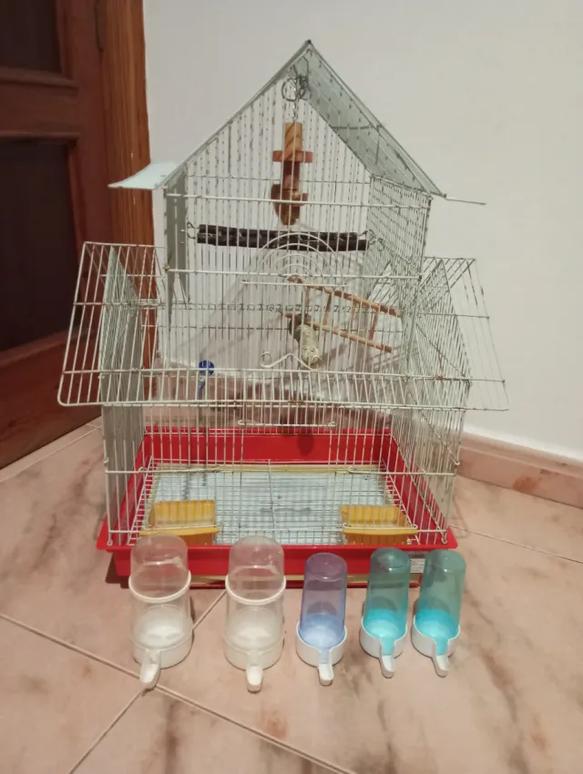 2 Jaula para pájaros con accesorios