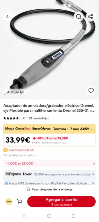 Extensión Flexible Dremel 225-01