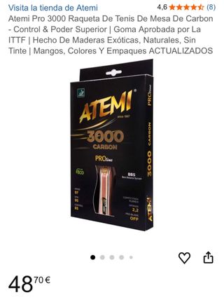 Pala de Ping Pong ATEMI 3000 Carbon