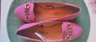 Bailarinas de  ante  con detalle dorado