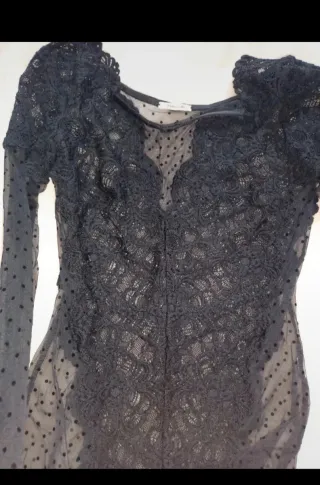 Body nero pizzo pois