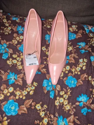 Zapatos Mango Tacón Rosa Claro Talla 38
