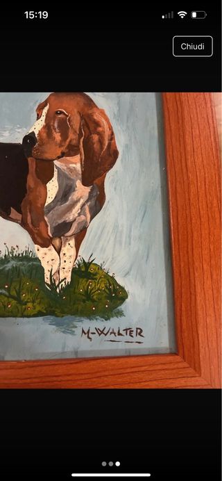 Quadro cane bassotto dipinto a mano