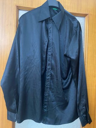 Camicia Benetton nera raso L