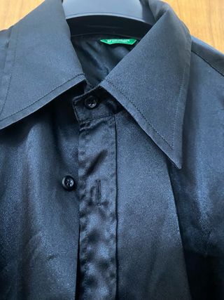 Camicia Benetton nera raso L