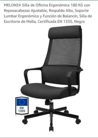 Silla Oficina Ergonómica MELOKEA Negra