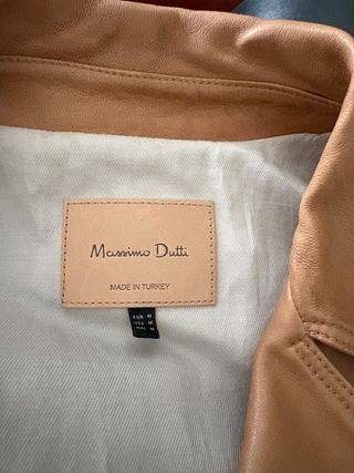 Chaqueta Biker Piel Massimo Dutti Beige