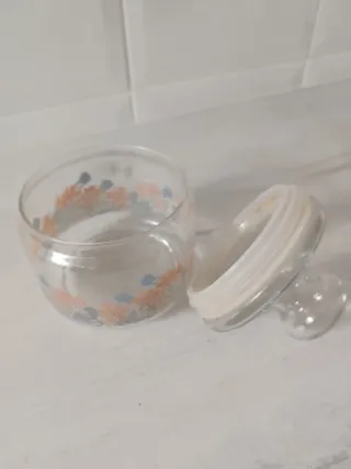 Tarro hermético de vidrio decorado