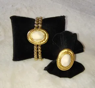 Conjunto Vintage Anillo y Pulsera Oro Blanco