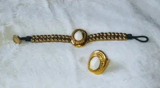 Conjunto Vintage Anillo y Pulsera Oro Blanco