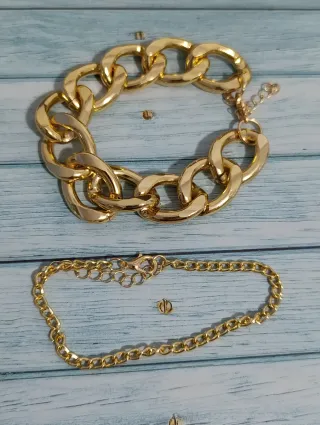 Par de pulseras acero dorado trenzado