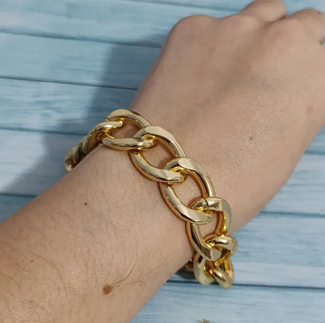 Par de pulseras acero dorado trenzado