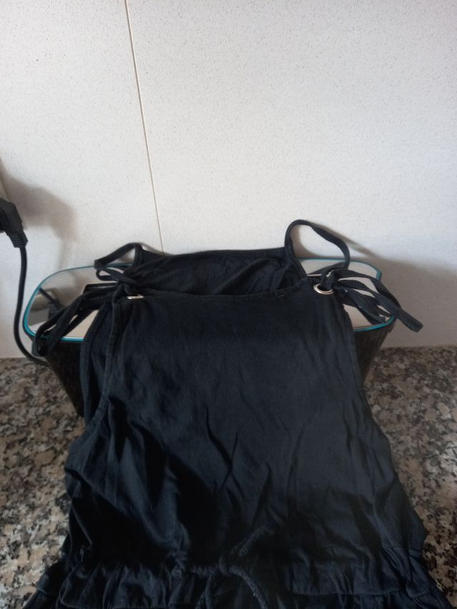 Vestido negro tirantes y cordón cintura