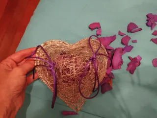 Corazón decorativo alambre y tela