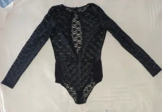 Body nero in pizzo manica lunga