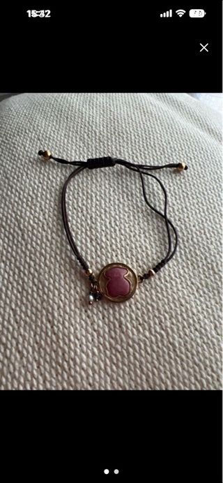Pulsera Tous Plata Bañada Oso Rosa