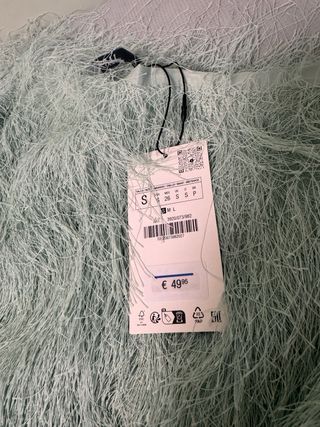 Falda Zara flecos verde agua