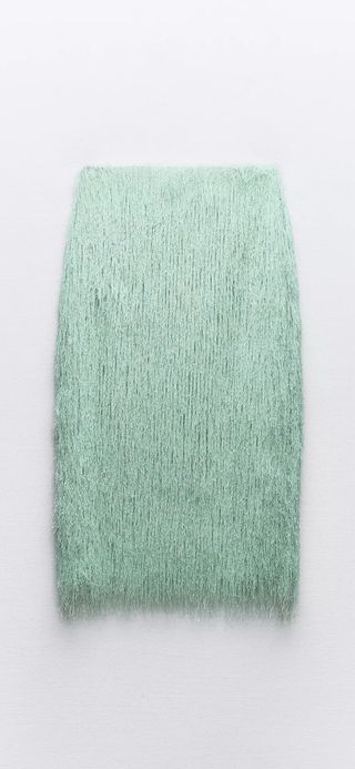 Falda Zara flecos verde agua
