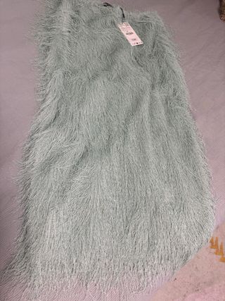 Falda Zara flecos verde agua