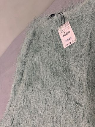 Falda Zara flecos verde agua