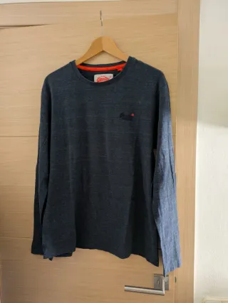 Camiseta Superdry Manga Larga Azul/Gris