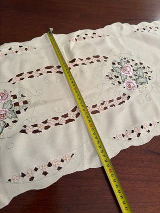 Runner vintage cotone beige e rosa