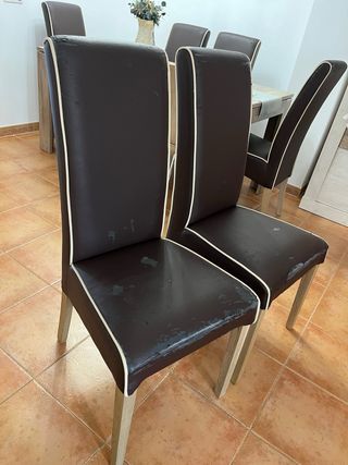 6 Sillas Comedor Piel Sintética Marrón