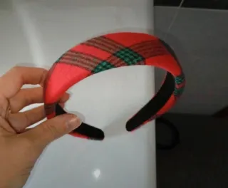 Cerchietto Natale a quadri rosso e verde