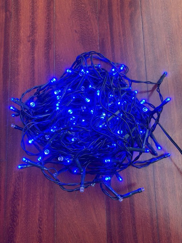 Luces navideñas LED 160 azules y blancas