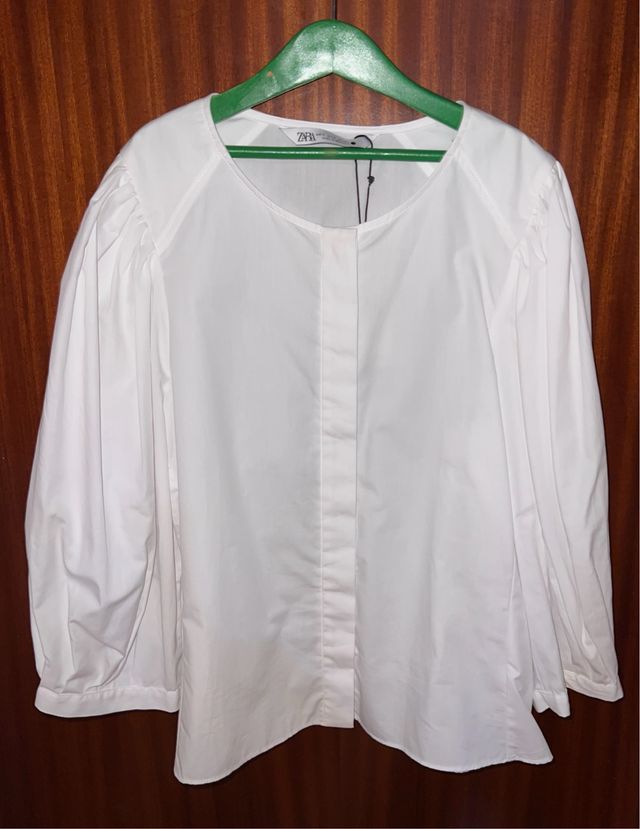 Blusa Zara Blanca Manga Larga Sin Estrenar