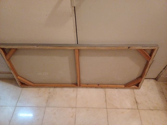 Cuadro abstracto madera gris y rojo