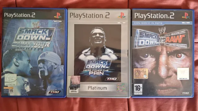 PS2 tre Giochi WWE SmackDown Shut + Pain + Raw