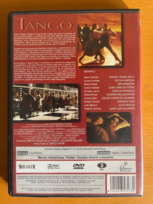 DVD Tango No Me Dejes Nunca Carlos Saura