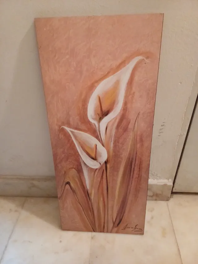 Cuadro de flores en madera