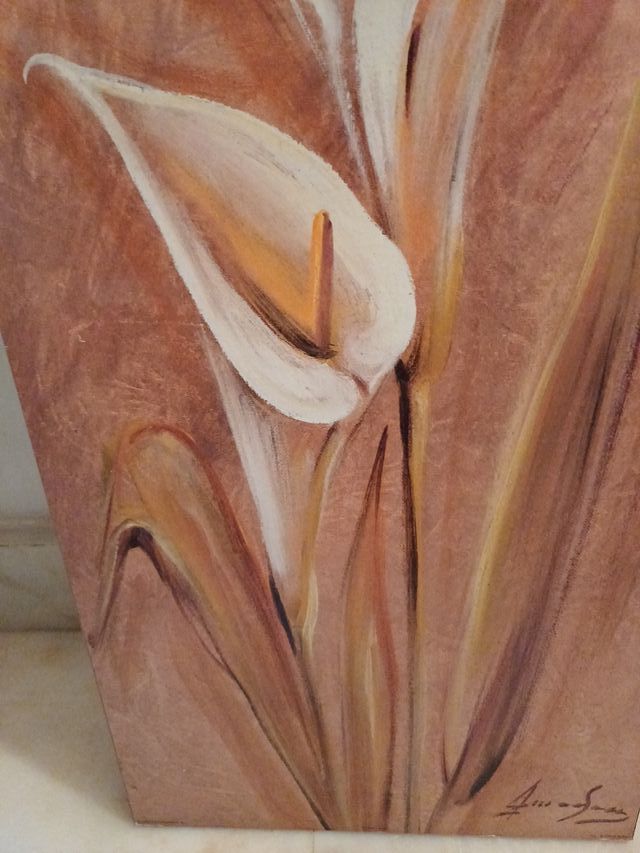 Cuadro de flores en madera