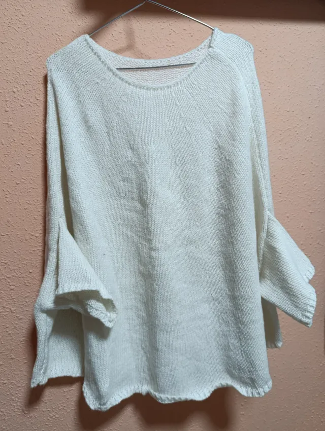 Poncho de punto blanco talla única