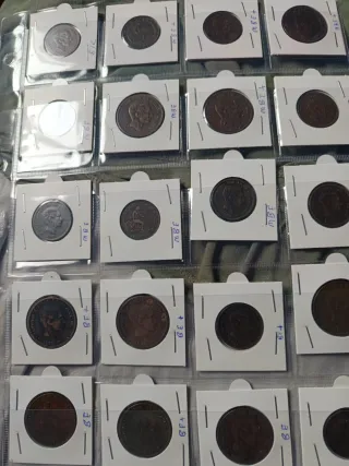 Monedas cobre Alfonso XII 5 y 10 céntimos