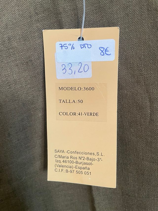 Pantalón de lino T.50 teja o caqui.