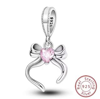 NUEVO Charm Corazón Lazo Plata 925 para Pandora