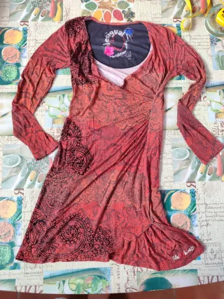 Vestido Desigual  Rojo y Negro