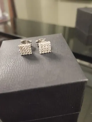 Pendientes de oro blanco y brillantes