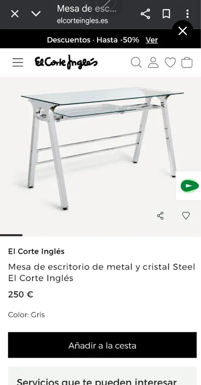 Escritorio de cristal y metal
