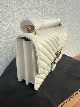 Borsa Pinko Love Bag Chevron Pelle Bianca