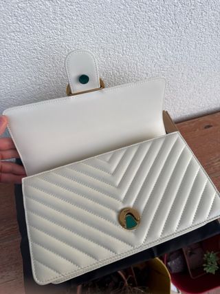 Borsa Pinko Love Bag Chevron Pelle Bianca