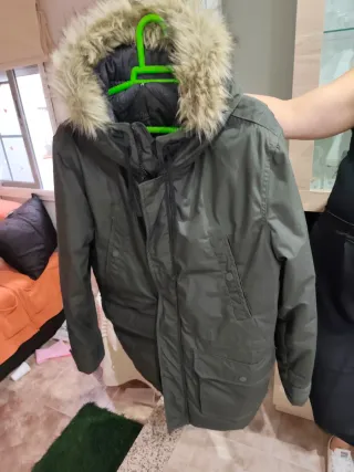 Parka hombre verde con capucha