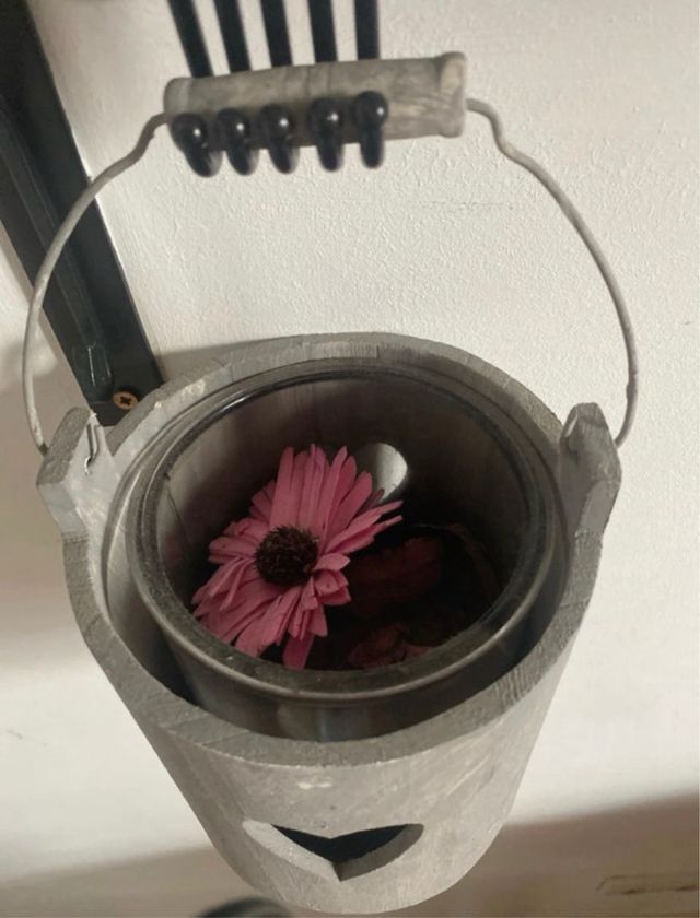 Jarrón Corazón Madera y Cristal Gris